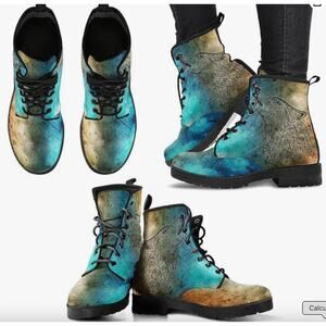 Unisex Statement Tribal Vegan Leather Handmade Crafted Combat Boot M7.5/ F-10
